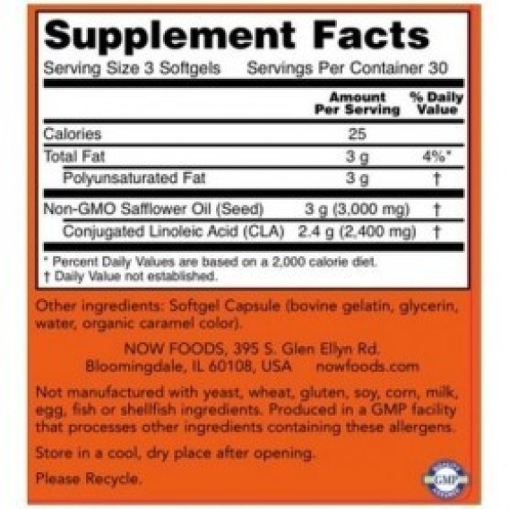 NOW Foods - CLA 800 mg Softgels 180 tabs Now foods